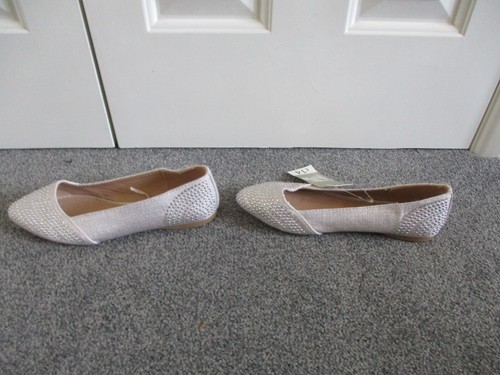 George Fabulous Footwear - Silvery grey, studded, flat pump shoes - UK4/EU37 - Picture 4 of 8