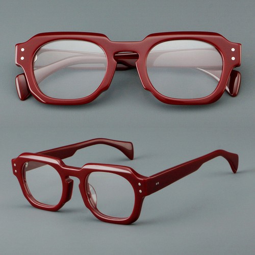Square Oval Eyeglass Thick Frames Glossy Retro Glasses Metal Decoration Unisex - Picture 14 of 19
