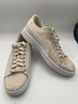 Puma Ladies' Soft Foam Beige Canvas Sneakers Sz 5 Casual