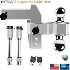 LoJok 2'' receiver 3-Style Drop/Rise Aluminum Adjustable Trailer Hitch + 2 Locks