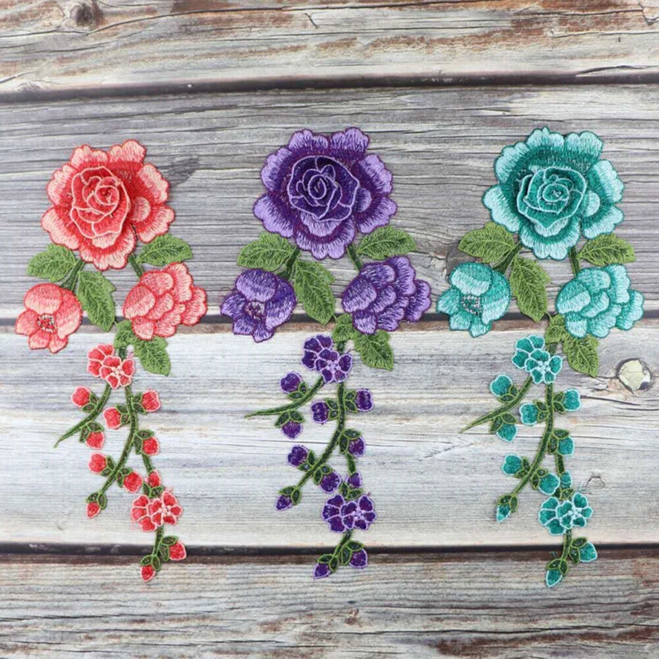 Flowers Embroidery Patches Sticker for Clothes Decor Iron on Sewing Suppliers - Image 2 of 4