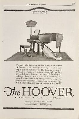 1920 Print Ad The Hoover Vacuum Cleaner Electric Cleaner North Canton,Ohio