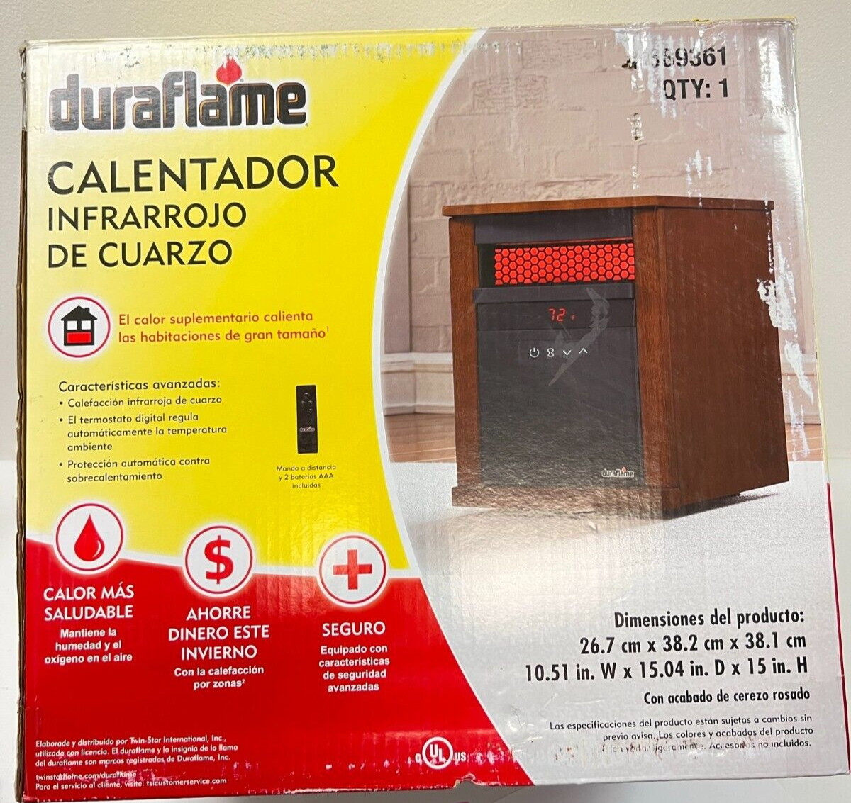 Duraflame 1500-Watt Infrared Quartz Cabinet Indoor Electric Space Heater  -NEW | eBay