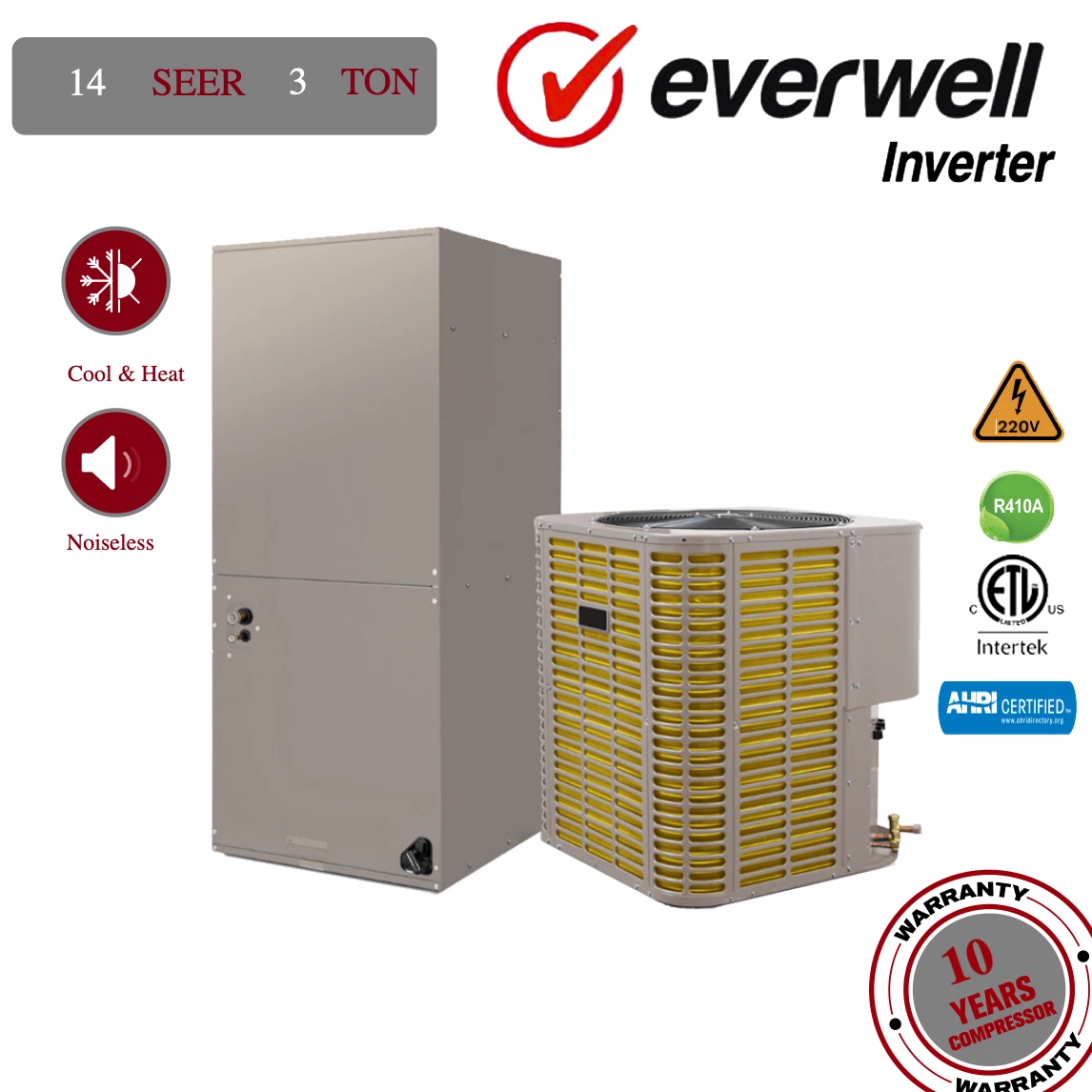 3 TON 14 SEER Ducted Central Split Air Conditioner Heat Pump System | eBay