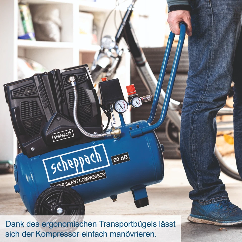 Scheppach Silent Kompressor HC25Si Ölfrei Druckluft Flüster Leise Doppelzylinder - Bild 3 von 4