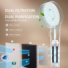 High Pressure Filtered Shower Head Handheld With ON OFF Switch, 3 Spray Setting