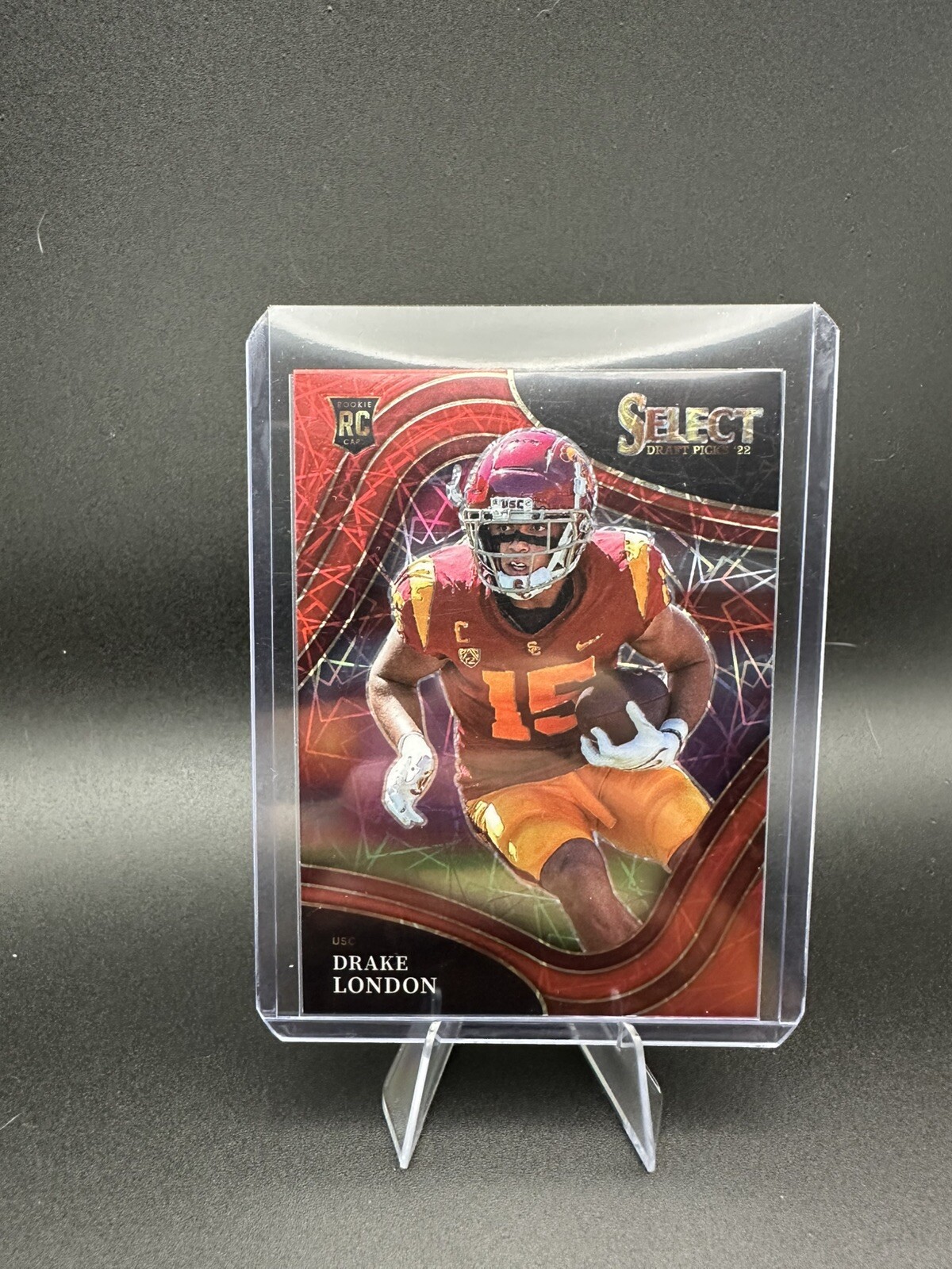 2022 Panini Select Draft Picks - Field Level Red Lazer Prizm #107 Drake London