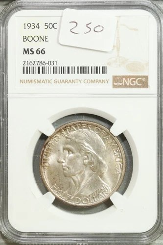 1934 Boone Commemorative Silver Half Dollar 50c NGC MS 66 GEM UNC #6-031