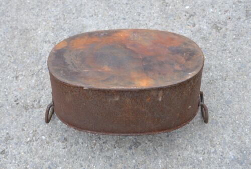 Hervidor de pescado vintage antiguo metal cazador furtivo antiguo ovalado lata de pescado - Imagen 11 de 11