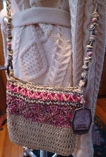 Sun N Sand Straw Woven Crossbody Bag Boho Hippie Wood/Beaded Accents BNWT