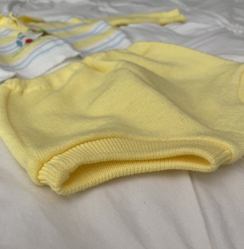 Vintage Baby Boy Cute Set Top & Bottom By Novelty Knits Yellow Train 9 M - Picture 3 of 14