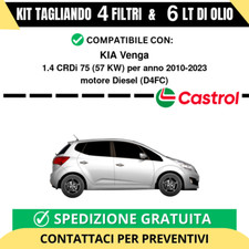 Tagliando per KIA Venga 1.4 CRDi 75 57 kw - 6 Lt di Castrol + 4 Filtri anno 2...