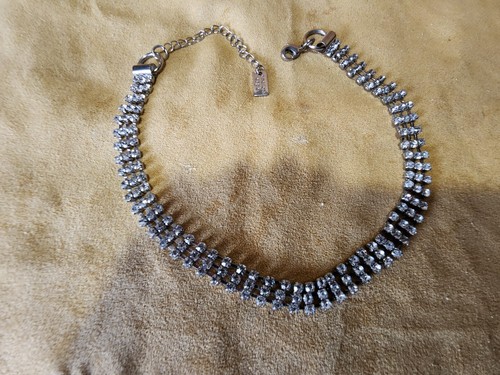 American Eagle 3-Layer Crystal Rhinestone Choker Necklace 14.5" L - Picture 7 of 9