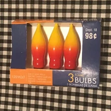 One pack (3 bulbs) C-7 Flame Bulbs 120V, 7W Yellow and Orange BRAND NEW, NIB