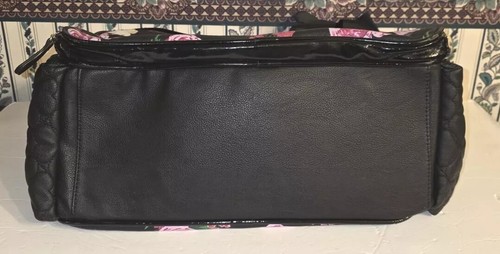 Betsy Johnson Diaper Bag Pink Floral On Black-Changing Pad-Roomy-Very Nice! - Picture 9 of 16