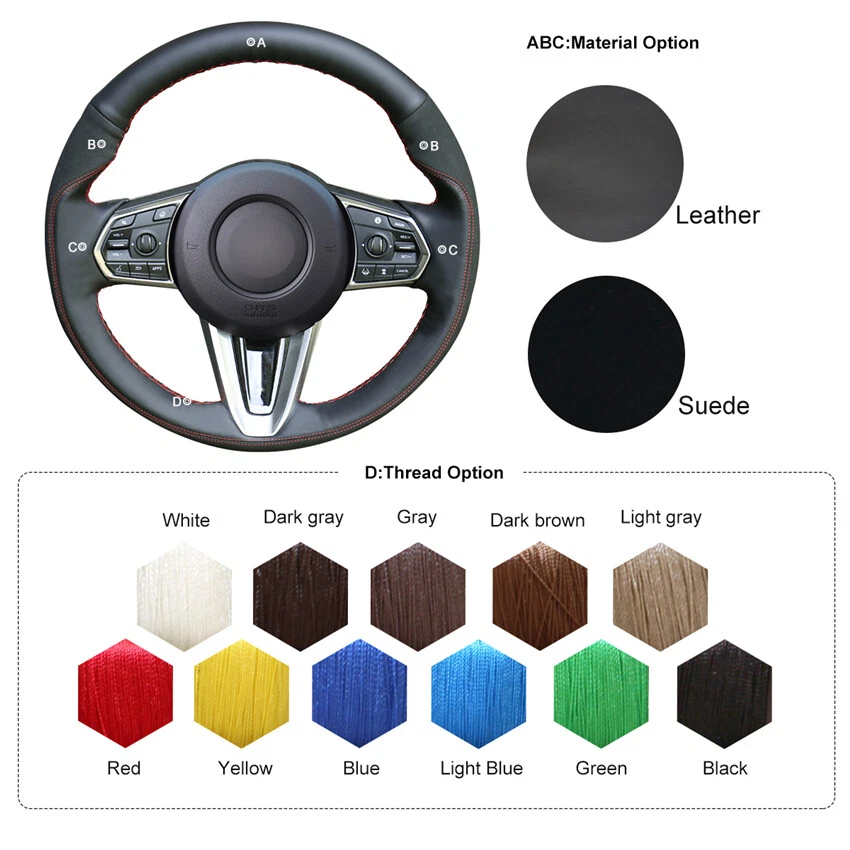 For Acura RDX 2018 2019 Steering Wheel Cover Custom Full Wrap Hand Stitching A - Изображение 4 из 4