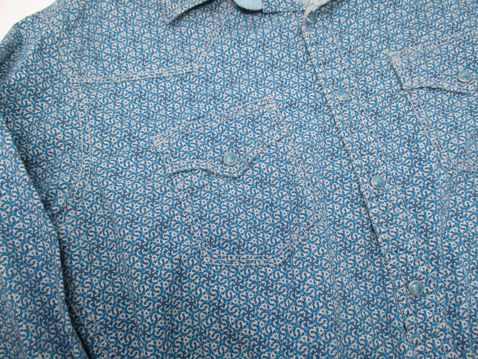 Wrangler 20x Competition Shirt Long Sleeve Medium Cowboy Rodeo Teal Blue Western thumbnail 5