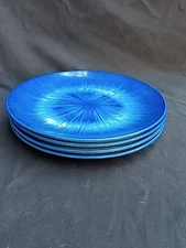 Brand New! Set Of Four! Royal Norfolk "Blue Splash"  Dinner Plates! 