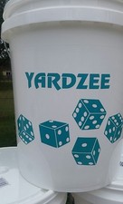 Yardzee Outdoor 5 Cedar Wood Lawn Yard Dice Game Deluxe Set w/ Burnt Dots AQUA