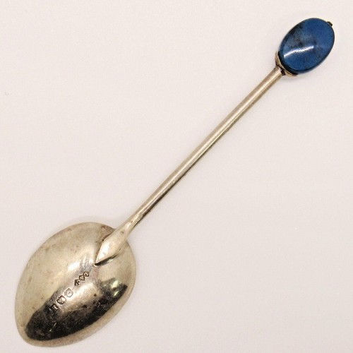 VINTAGE STERLING SILVER DEEP BLUE GEM STONE HANDLE LIBERTY & CO. SOUVENIR SPOON - Picture 2 of 6