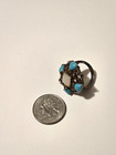Vintage Turquoise Moonstone 925 Oxidized Sterling Silver Size 7 — photo 3