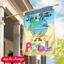 Personalized Pool Bar Flag, Summer Pool Flag, Life Is Better At The Pool Flag