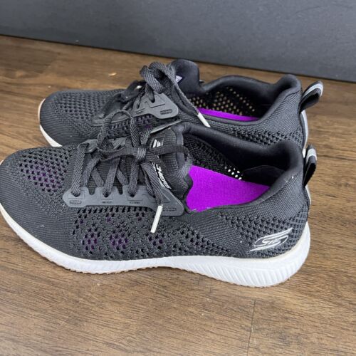 Skechers Womens Bobs Sport Squad Black Running Shoes Sneakers Size 7 - Picture 3 of 14