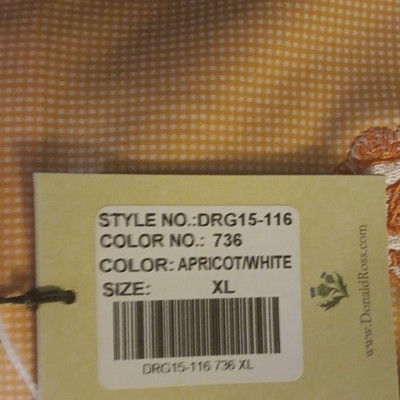 Donald Ross Men s Check Button-Down Shirt Apricot/White XL DRG15-116