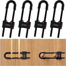 4 Pack U-Shaped Sliding Cabinet Locks Multifunctional Child Safety Lock Adjustab