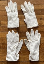 Vintage ladies gloves 2 pair Wrist Length White Soft