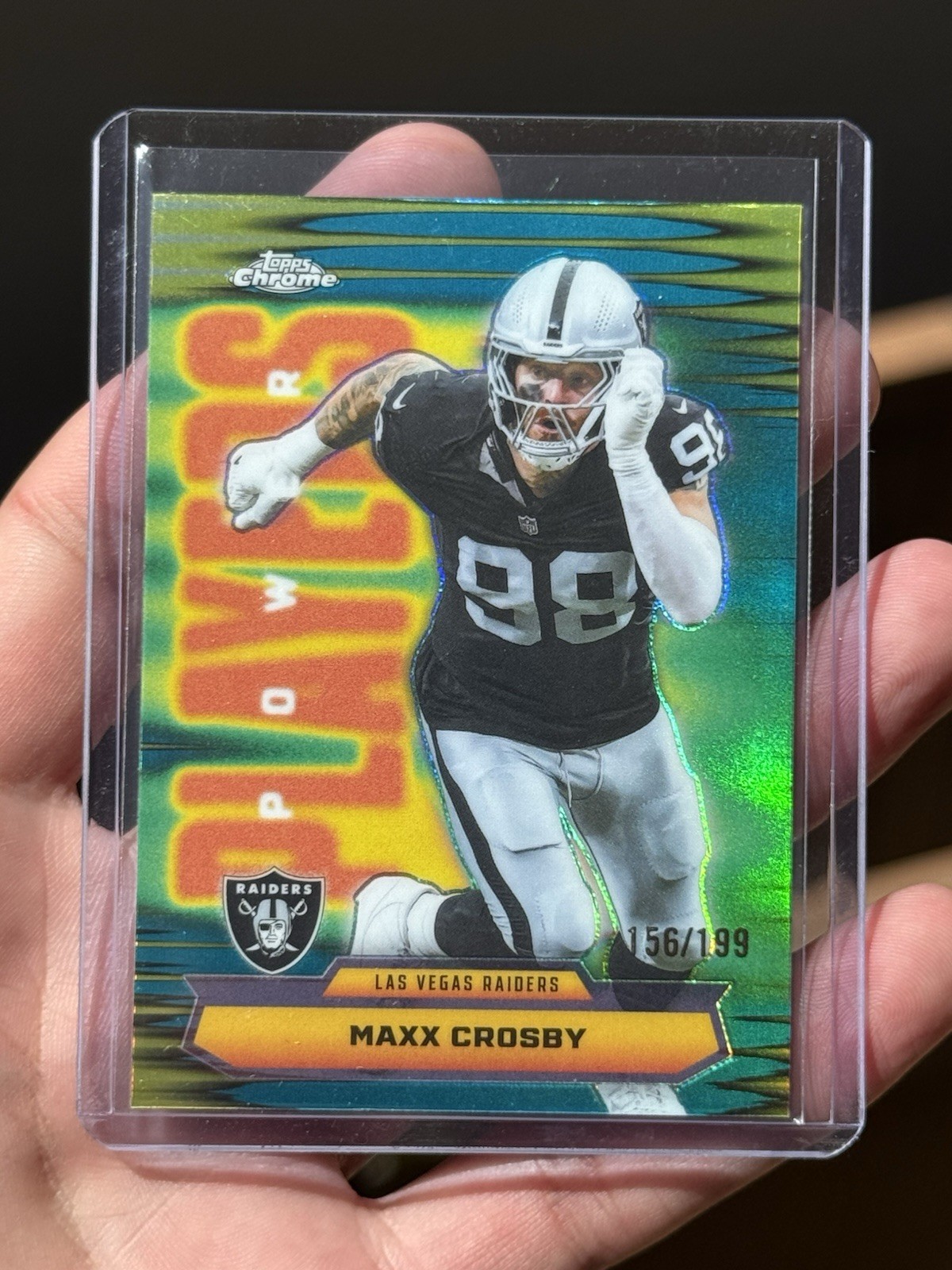 2025 Topps Chrome Power Players Maxx Crosby Raiders PP-37 Aqua Refractor /199