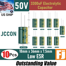 10 Pcs 50V 3300uF 18x36mm JCCON Low ESR Electrolytic Capacitor US Ship