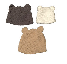 Handmade Crochet Mixed Color Baby Beanies W/ Bear Ears READ DESCRIPTION