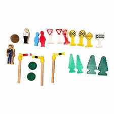 Thomas  Friends Wooden Railway BIG Accessory Lot 21 Pieces Signs People Trees