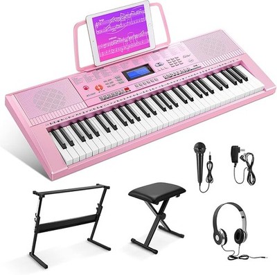 Eastar Keyboard Piano Kit 61 Key Beginner Pink