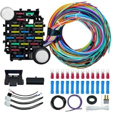 Universal 21 Circuit Wiring Harness Kit, Extra Long Wire Standard Color 17 Fuses