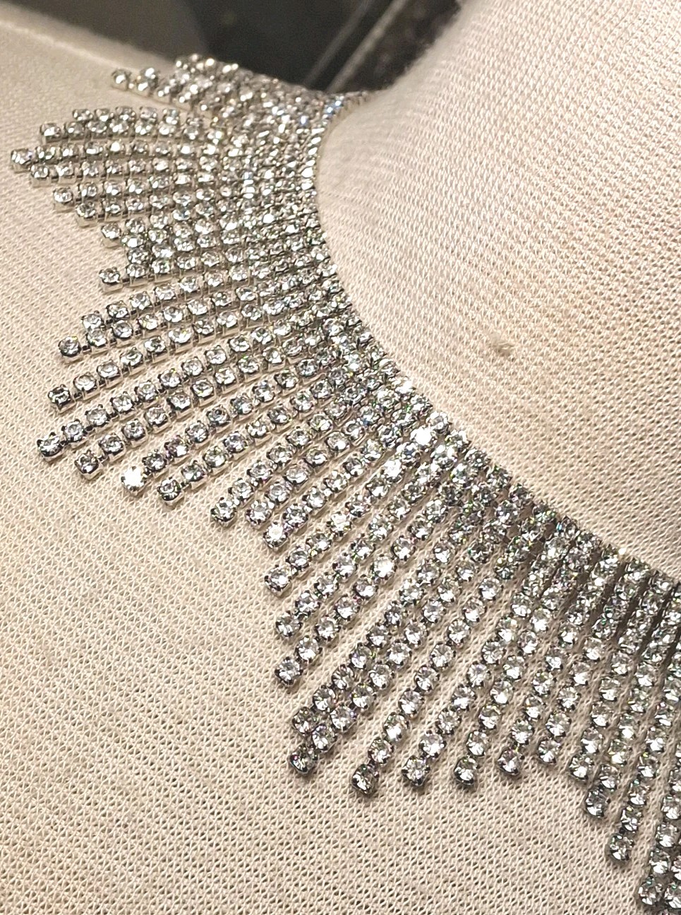 Vintage Silvertone Statement Clear Rhinestone Cho… - image 2