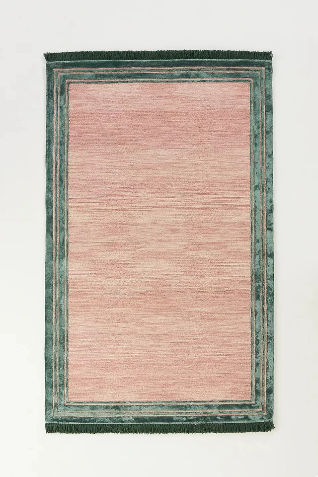Premium Hand-Tufted 8x10 Wool & Viscose Rug Pink Modern Living Room Carpet - Image 2 of 4