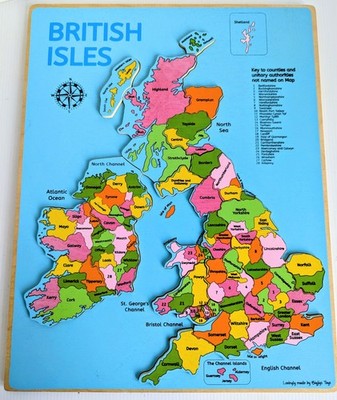 Holzpuzzle Britische Inseln Karte - 28 Stück Pädagogische Geographie Puzzle Board 
