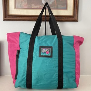 Jordache Nylon Backpack Teal Pink Black Colorblock Retro‎ 80s Vintage Excellent 80s Nylon Purse - Etsy main image 2