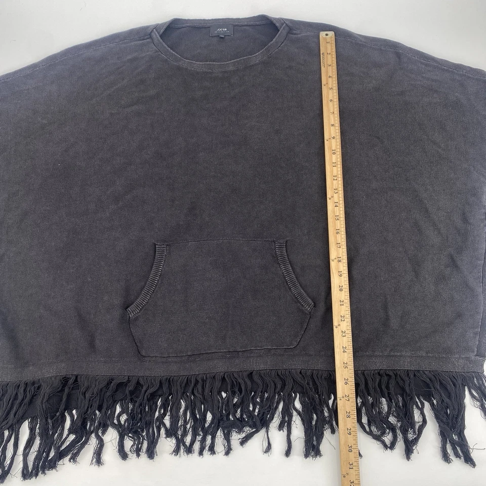 Joes Jeans Collection Size Small Black Poncho Sweater Cotton Fringe Pockets Boho - Изображение 4 из 4