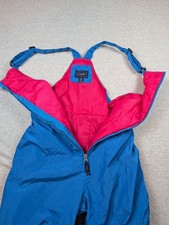 Lands' End Snow Pants Kids 16 Blue Pink Insulated Ski Bib Adjustable Waterproof