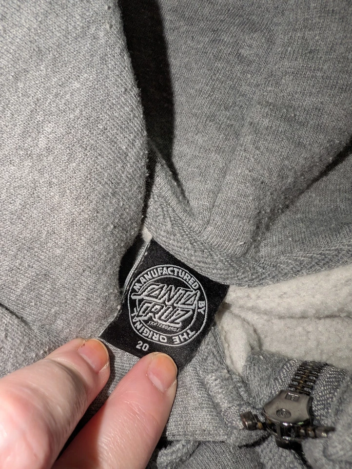 Santa Cruz Zip Hoodie Size 2XL Grey Pink Logo Hooded Sweatshirt Skateboard Surf - image 4 of 4