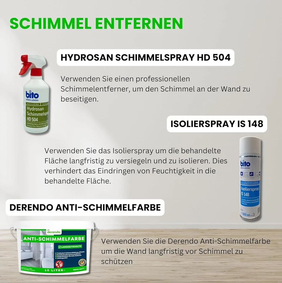 Derendo Antischimmelfarbe weiß Schimmelfarbe Wandfarbe 2,5L | 5L | 10L - Bild 2 von 4