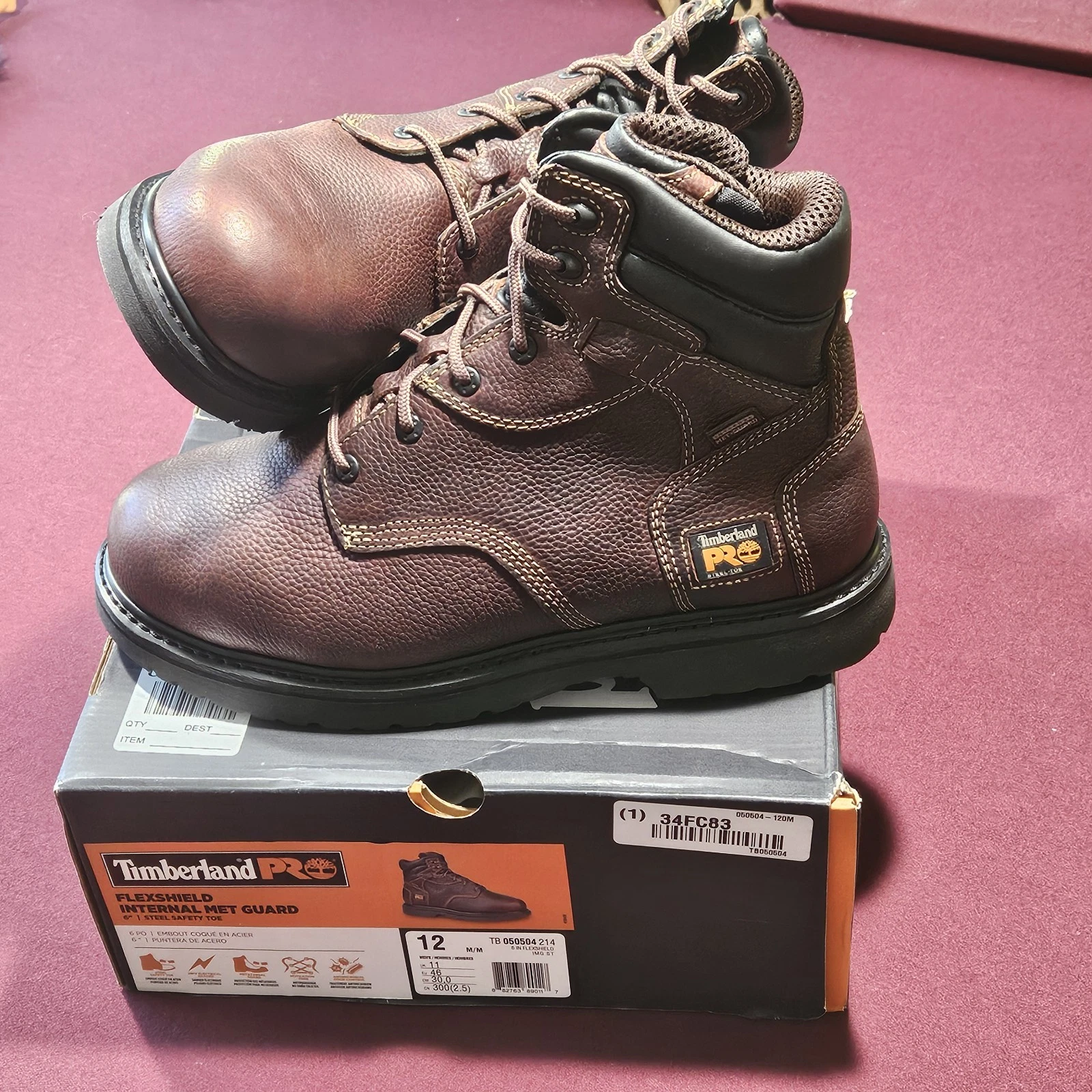 Timberland FLEXSHIELD IMG ST Leather 6" Steel Toe Boots Waterproof TB 050504 214