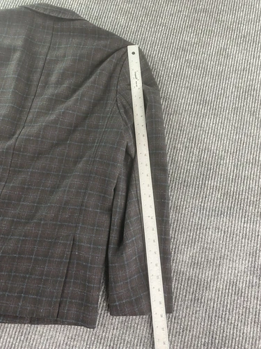 Tommy Bahama Sport Coat Large Taupe Polyester Wool Windowpane Luxury Designer - Picture 6 of 15