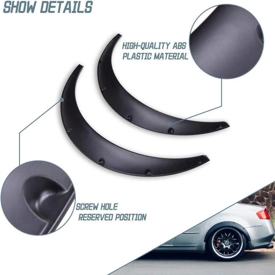 4 Pezzi Passaruota Auto Universali,80Cm Allargamento Parafanghi per Auto,Sopracc - Immagine 2 di 4