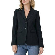 Talbots Petites 8 Blazer Black Vintage 90s Y2K Cropped Jacket