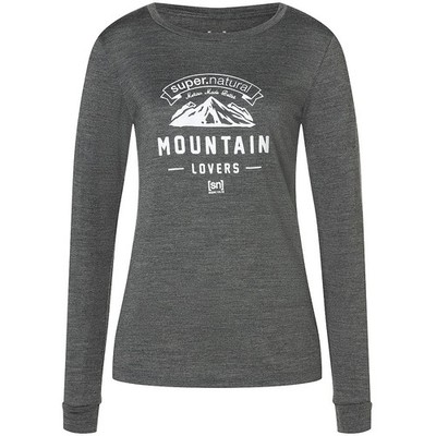 Super.Natural - W Mountain Love LS pirate grey L Damen Merino Funktionsshirt