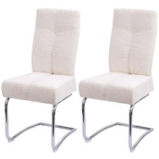 2er-Set Esszimmerstuhl HWC-G56, Küchenstuhl Freischwinger, Metall Stoff Chenille